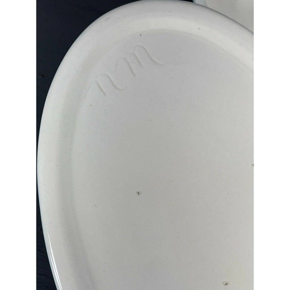 Vintage Porcelain Large Oval White Blue Flower Trinket Dresser Box Signed N M - Picture 8 of 11